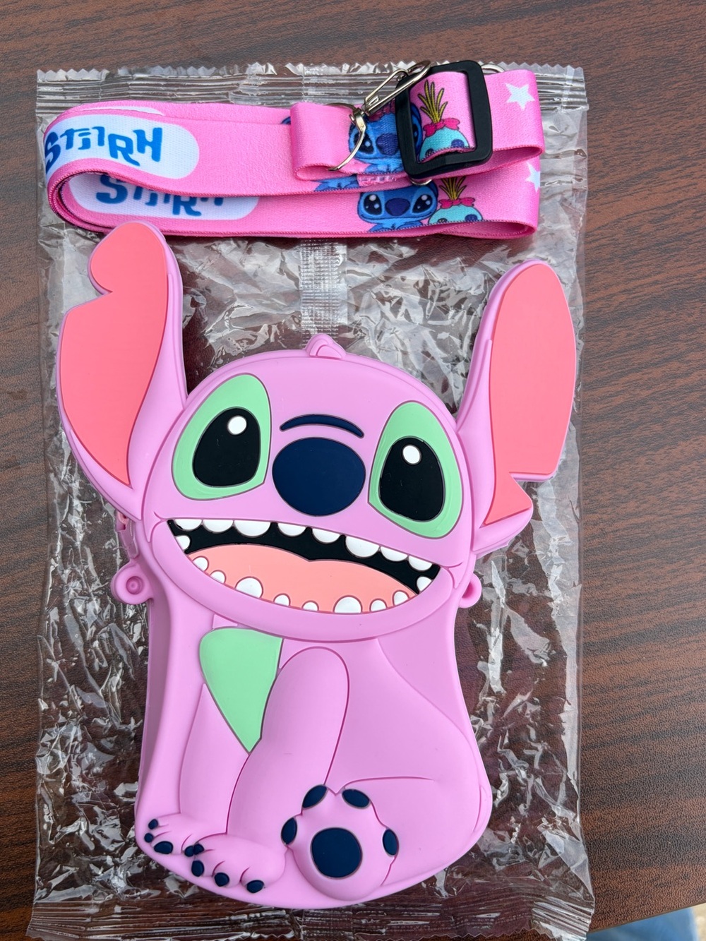 Angel Lilo & Stitch Inspired Pink Silicone Crossbody Bag Adjustable Strap New